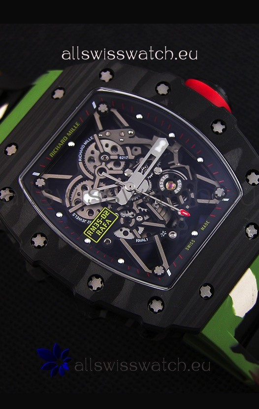 IMG_9081 Richard Mille RM35-02 Rafael Nadal Forged Carbon Case with Camouflage Rubber Strap Replica 8