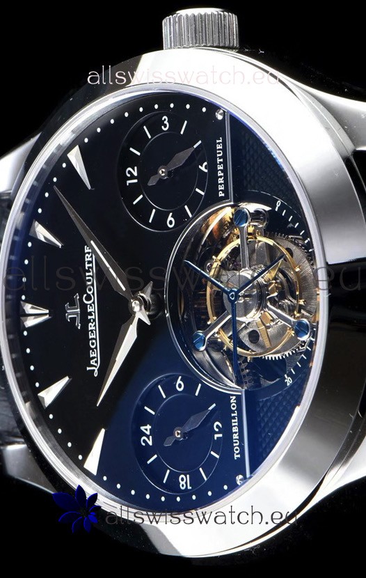 IMG_9081 Jaeger LeCoultre Perpetual Tourbillon 904L Steel Case Black Dial Replica 8