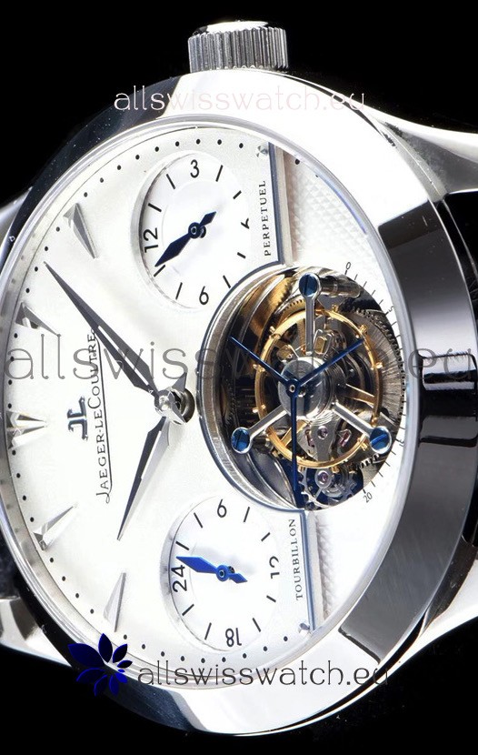 IMG_9081 Jaeger LeCoultre Perpetual Tourbillon 904L Steel Case White Dial Replica 8