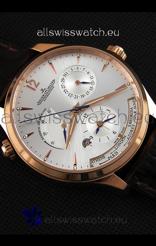 IMG_9081 Jaeger LeCoultre Master Geographic Power Reserve Pink Gold Steel White Dial Replica 8