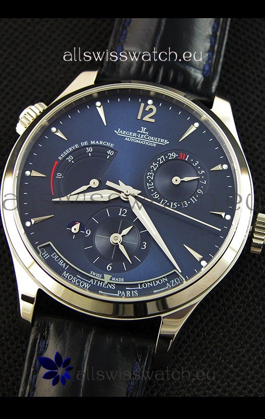 IMG_9081 Jaeger LeCoultre Master Geographic Power Reserve Steel Case Steel Blue Dial Replica 8