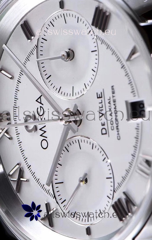 IMG_9081 Omega De Ville Chronograph 1:1 Mirror in White Dial 42MM Replica 8
