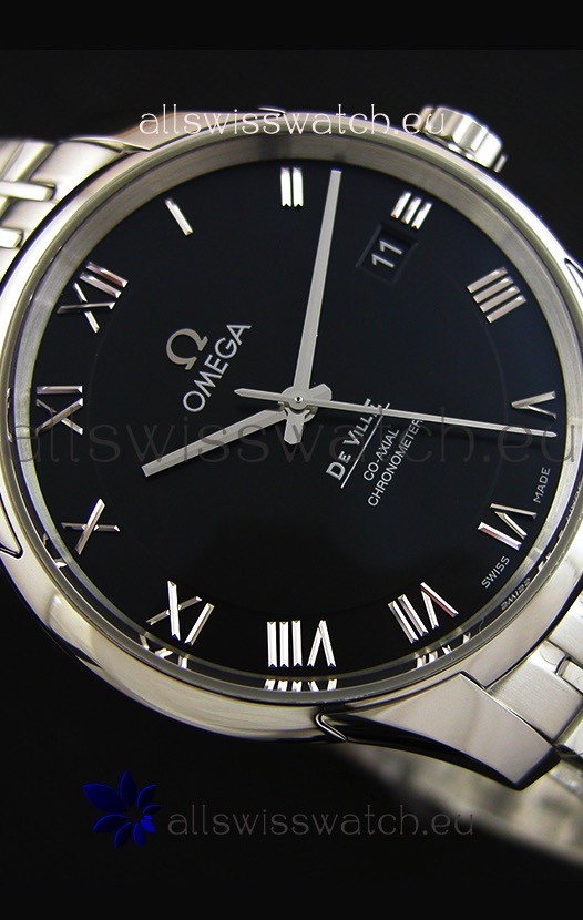 IMG_9081 Omega De-Ville Annual Calendar Steel Strap1:1 Mirror Edition in Black Dial Replica 8