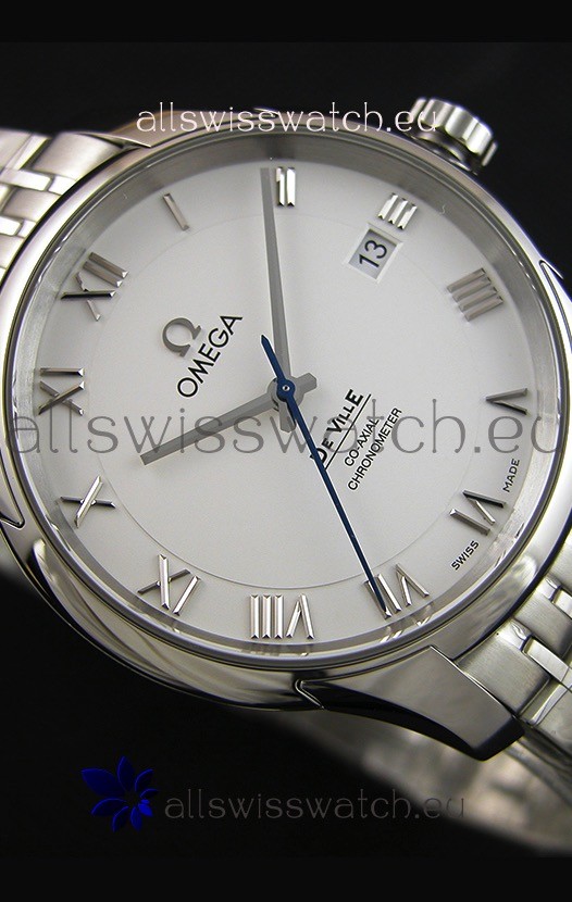 Omega De-Ville Annual Calendar Steel Strap1:1 Mirror Edition in White Dial Replica 8