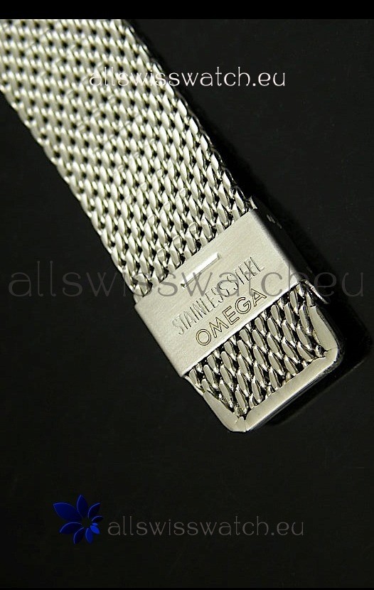 IMG_9081 Omega Seamaster 300 Black Dial with Mesh Strap Replica 8