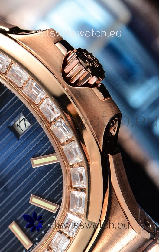 IMG_9081 Patek Philippe Nautilus 5711/1R 1:1 Mirror - Baguette Diamonds Bezel Replica 8