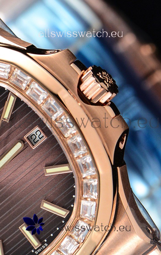 IMG_9081 Patek Philippe Nautilus 5711/1R 1:1 Mirror Baguette Diamonds Bezel Replica 8