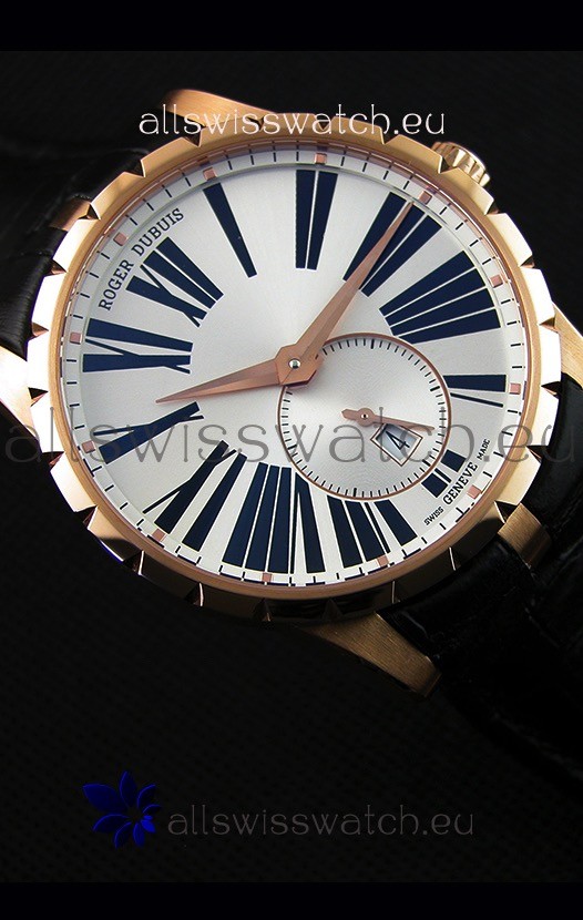 IMG_9081 Roger Dubuis Excalibur RDDBEX0587 Pink Gold Steel White Dial Replica 8