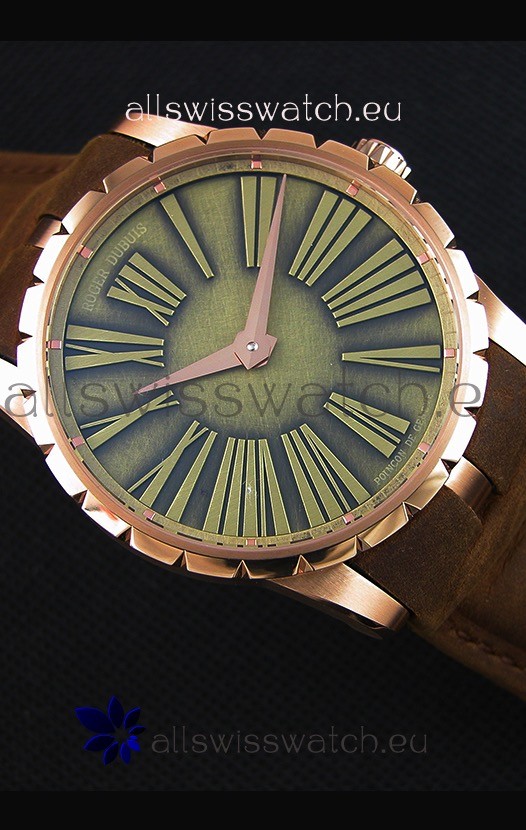 IMG_9081 Roger Dubuis Excalibur Steel Case Green Dial Replica 8