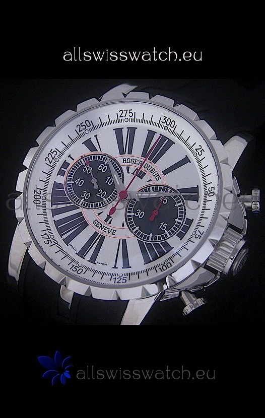 IMG_9081 Roger Dubius Excalibur Chronoexcel in White Dial Replica 8
