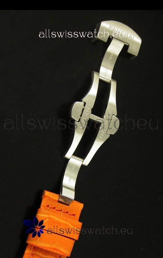 IMG_9081 Panerai Luminor Marina PAM49 40MM - Orange Strap Replica 8