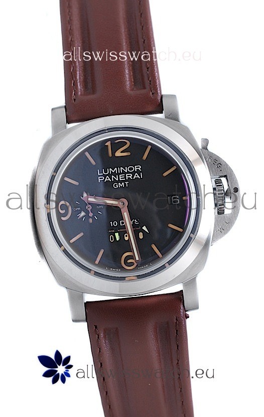 IMG_9081 Panerai Luminor GMT 10 Daysin Brown Strap Replica 8