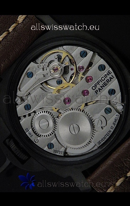 IMG_9081 Panerai Luminor Marina Black Seal PVD in Dark Brown Strap Replica 8