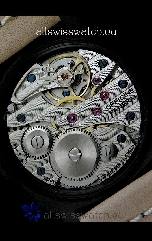 IMG_9081 Panerai Luminor Marina Black Seal PVD Tan Strap Replica 8