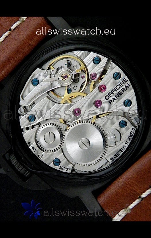 IMG_9081 Panerai Luminor Marina Black Seal PVD in Brown Strap Replica 8