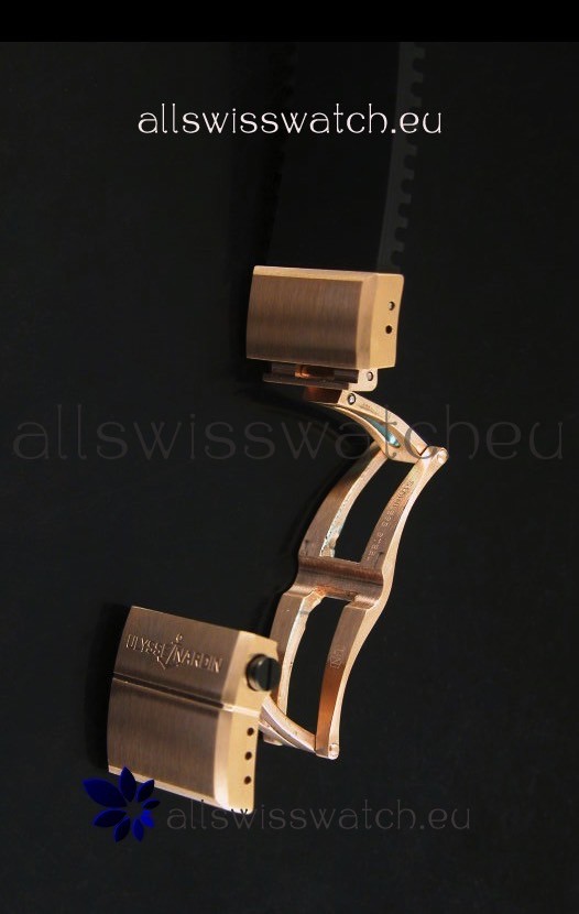 IMG_9081 Ulysse Nardin Marine Chronograph Rose Gold Black Arabic Black Dial - 1:1 Mirror Replica 8