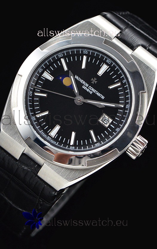 IMG_9081 Vacheron Constantin Overseas MoonPhase Stainless Steel in Black Dial Replica 8