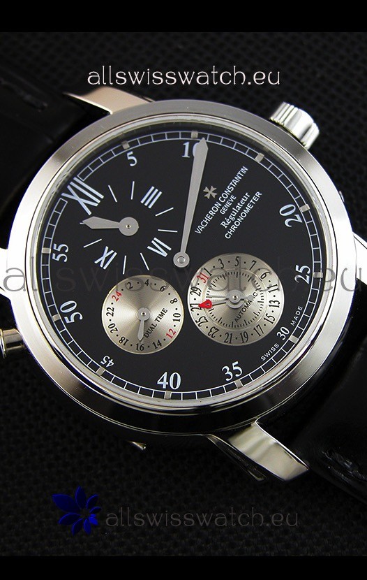 Vacheron Constantin Malte Dual Time Regulator Black Dial Replica 8