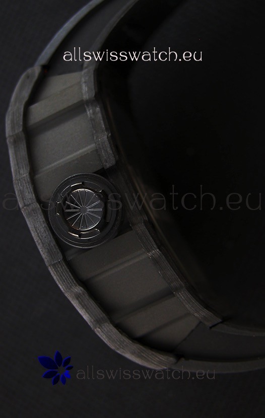 IMG_9081 Richard Mille RM35-2 Rafael Nadal Forged Carbon Case with Black Strap Replica 8