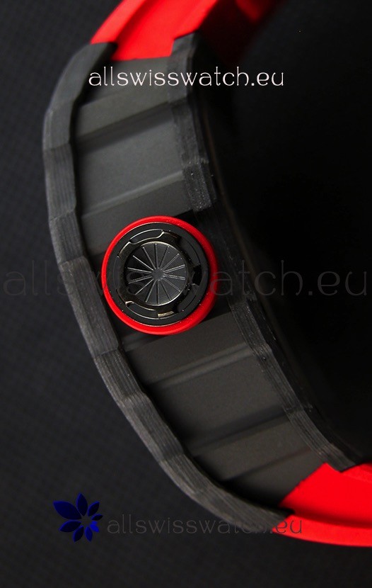 IMG_9081 Richard Mille RM35-2 Rafael Nadal Forged Carbon Case with Red Strap Replica 8