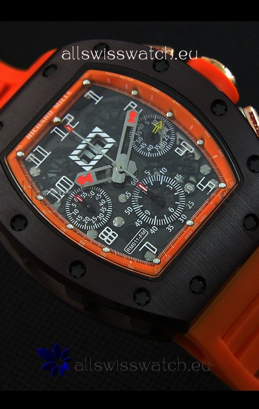 Richard Mille RM011-FM Felipe Massa One Piece Ceramic Case in Orange Strap Replica 8