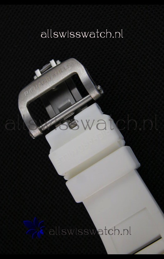 IMG_9081 Richard Mille RM35-01 One Piece Red Forged Carbon Case in White Strap Replica 8