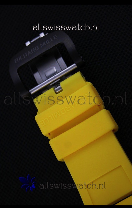 IMG_9081 Richard Mille RM35-01 One Piece Red Forged Carbon Case in Yellow Strap Replica 8