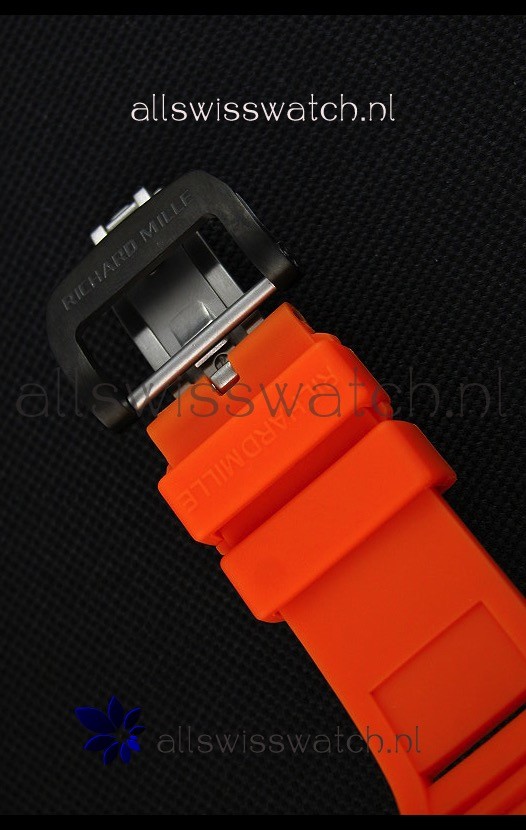 IMG_9081 Richard Mille RM35-01 One Piece Red Forged Carbon Case in Orange Strap Replica 8