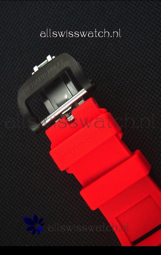 IMG_9081 Richard Mille RM011-03 One Piece Red Forged Carbon Case in Red Strap Replica 8