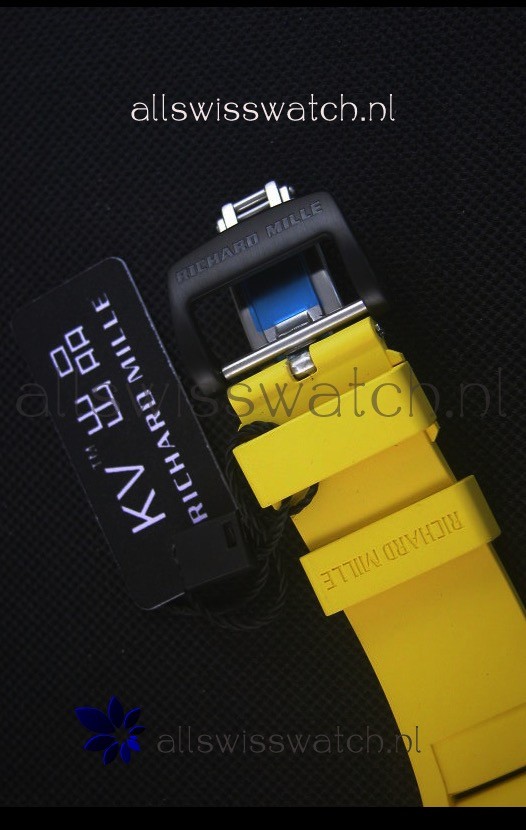 IMG_9081 Richard Mille RM035-2 Rafael Nadal Forged Carbon Case with Yellow Rubber Strap Replica 8