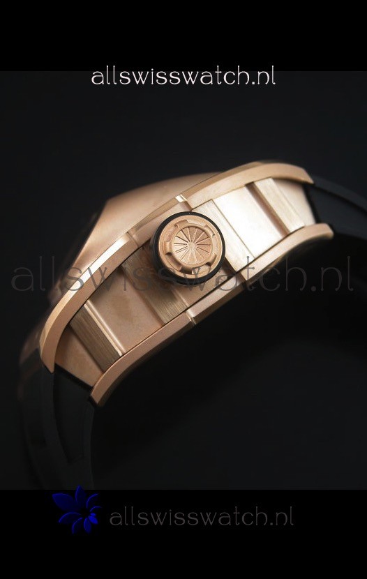 IMG_9081 Richard Mille RM053 Tourbillon Pablo Mac Donough Pink Gold Case Black Strap Replica 8
