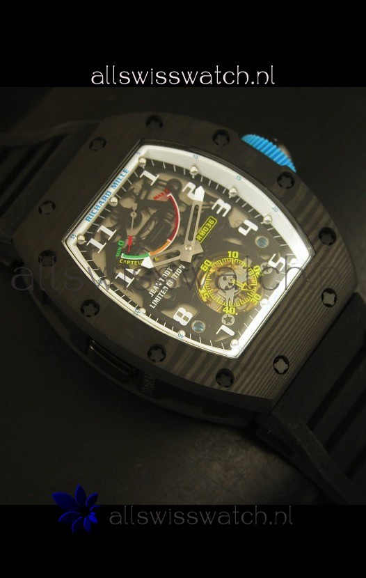 IMG_9081 Richard Mille RM036 Jean Todt Forged Carbon Bezel Titanium - All White/Blue Edition Replica 8