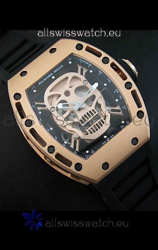IMG_9081 Richard Mille RM052 Skull Tourbillonin Pink Gold Casing Replica 8