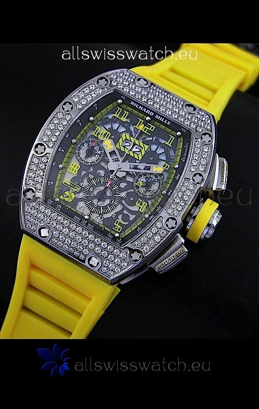 IMG_9081 Richard Mille Filippe Massa Edition Titaniumin Yellow Strap Replica 8