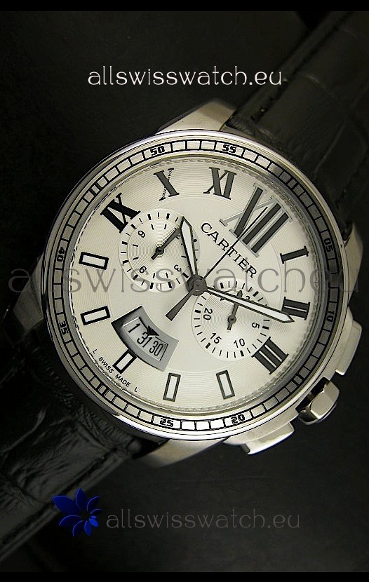 Calibre De Cartier Chronograph in Steel Replica 8
