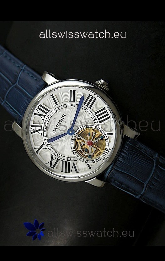 IMG_9081 Cartier Ronde de Tourbillon in Blue Strap Replica 8