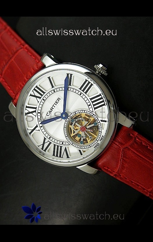 Cartier Ronde de Tourbillon in Red Strap Replica 8