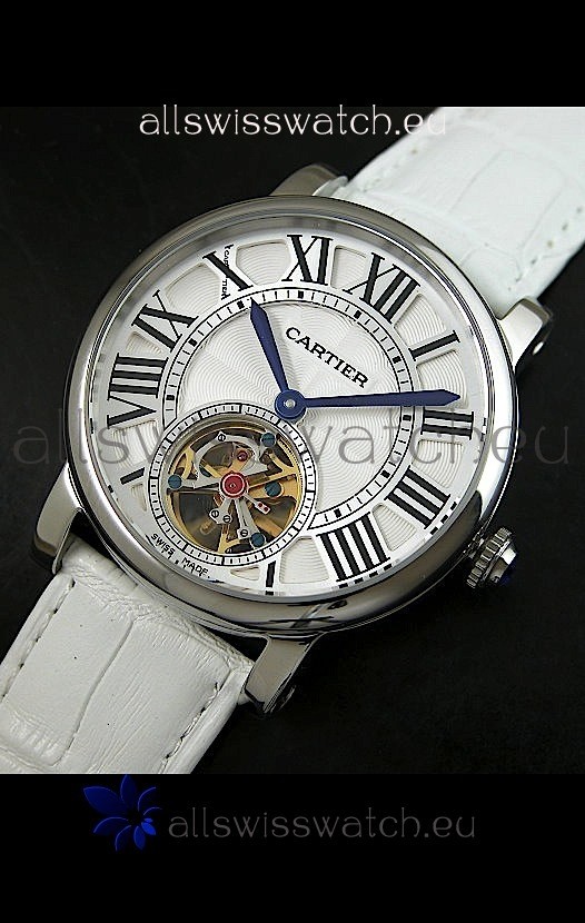 IMG_9081 Cartier Ronde de Tourbillon in White Strap Replica 8