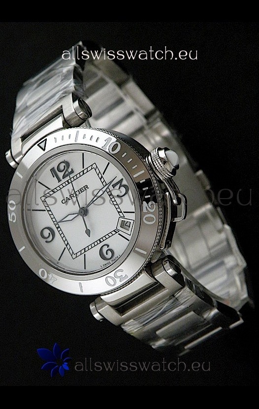 IMG_9081 Cartier Pasha De Seatimer Quartz in White Dial Replica 8