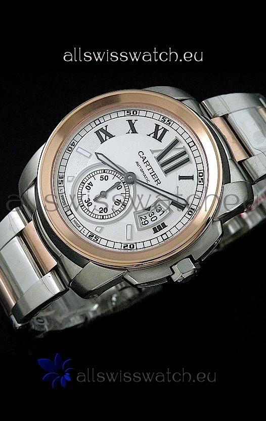 IMG_9081 Cartier Calibre de Rose Gold in White Dial Replica 8
