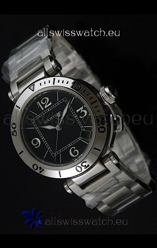 IMG_9081 Cartier Pasha De Seatimer Quartz in Black Dial Replica 8