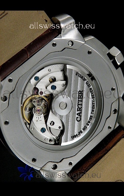 IMG_9081 Cartier Calibre de Steel in Brown Leather Strap Replica 8