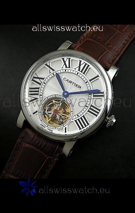 IMG_9081 Cartier Ronde de Tourbillon in Brown Strap Replica 8