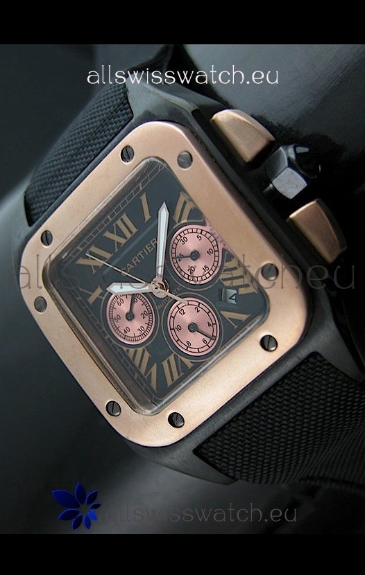 IMG_9081 Cartier Santos 100 in Black Strap Replica 8