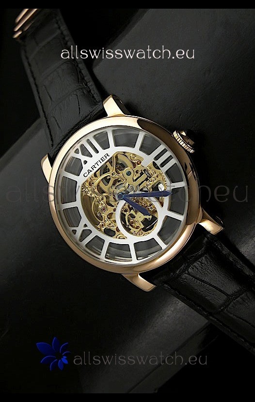 IMG_9081 Cartier Ronde de in Skeleton Yellow Gold Dial Replica 8