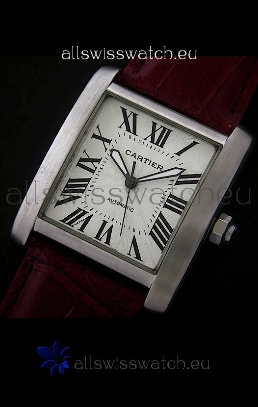 IMG_9081 Cartier Tank 100 in Brown Strap Replica 8