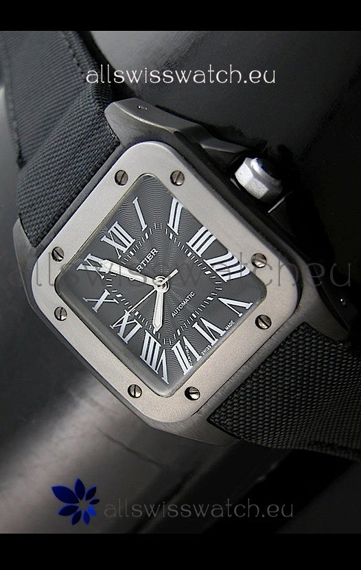 IMG_9081 Cartier Santos 100 in Black Dial Replica 8