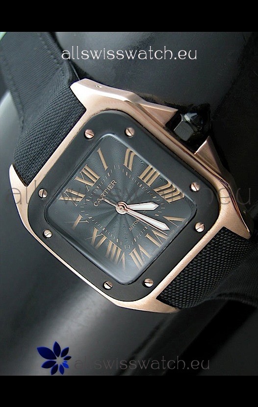 IMG_9081 Cartier Santos 100 in Pink Gold Replica 8
