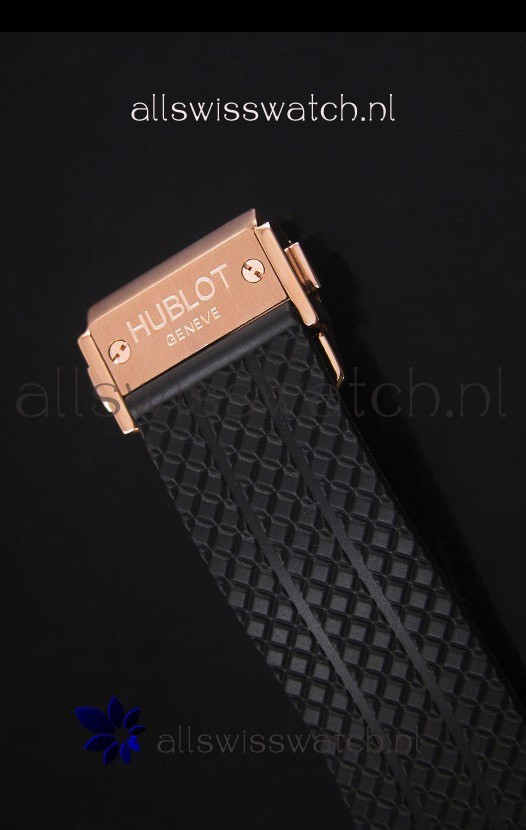 IMG_9081 Hublot Big Bang Rose Gold Quartz Movement in Black Strap Replica 8
