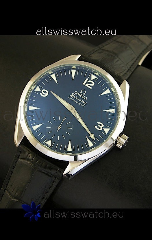 Omega Seamaster Railmaster in Black Leather Strap Replica 8